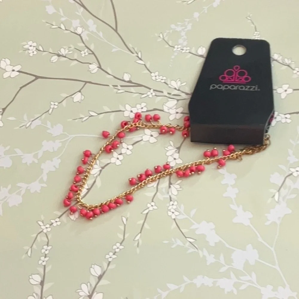 ❄️ Paparazzi | Pink and Gold Anklet Falling Blossoms Beach Bohemian